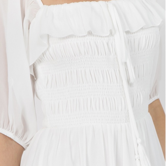 ❀ White Midi Dress Off Shoulder - Picture 5 of 12